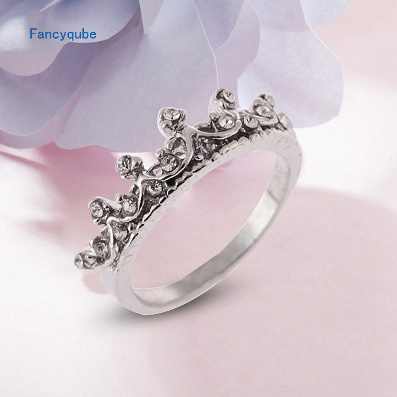 Hospitality Fashion Silver Color Crystal Drill Hollow Crown Shaped Queen Temperament Rings For Women Party Wedding Ring Jewelry 2020|Crystal Rhinestone Jewelry|Crystal Gemstone Jewelrycrystal