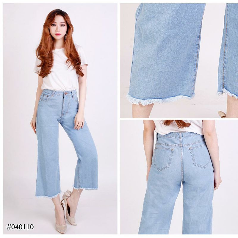 Celana Kulot Boyfriend Jeans Wanita