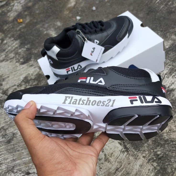  Sepatu Sekolah Fila  Full BLECK Waet Anak Pria Cowo Laki 