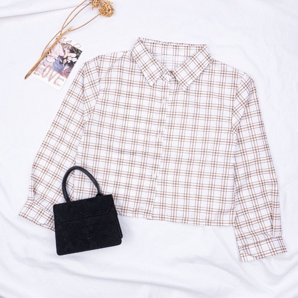 KEMEJA TARTAN CROP TOP BLOUSE | KEMEJA KOREA CROP TOP - KEMEJA FEBRIC - TARTAN OUTER CROP