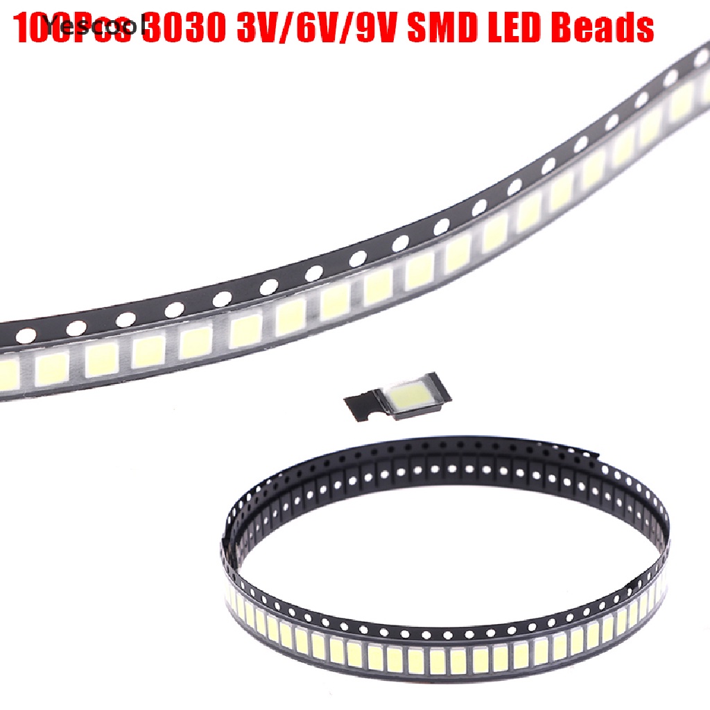 Yescool 100Pcs Lampu LED 3030 SMD 1W 3V / 6V / 9V Warna Cold White Untuk TV LED Diode