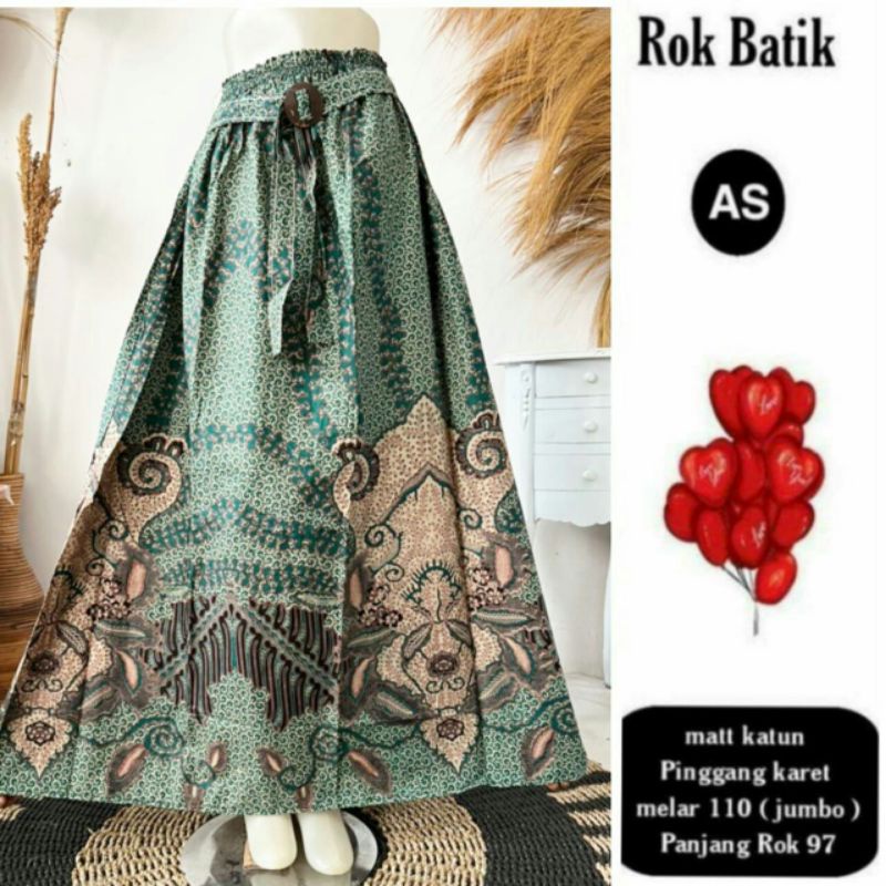 Rok Katun Motif Batik Wanita Remaja Dewasa Panjang Jumbo Fashion Muslim Kekinian Terbaru Pekalongan-9