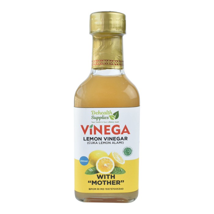 

(BISA COD) Dehealth Supplies VINEGA Lemon Vinegar (Cuka Lemon Alami) - 250 Ml