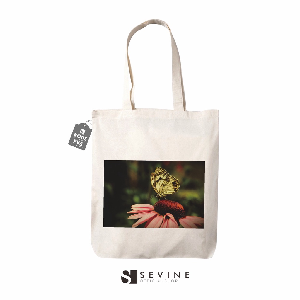 Sevine Totebag Tas Wanita Tote Bag Resleting Aesthetic Flowers Vintage - FV