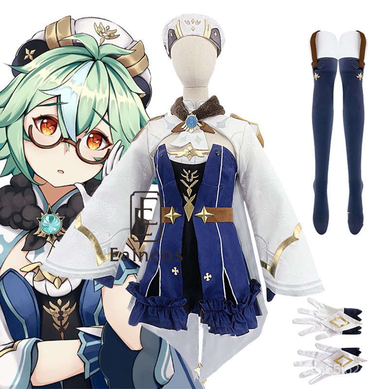 Genshin Impact Sucrose Game Suit Lolita Dress Lovely Cosplay Costume Wigs Shoes AnimeHalloween Party