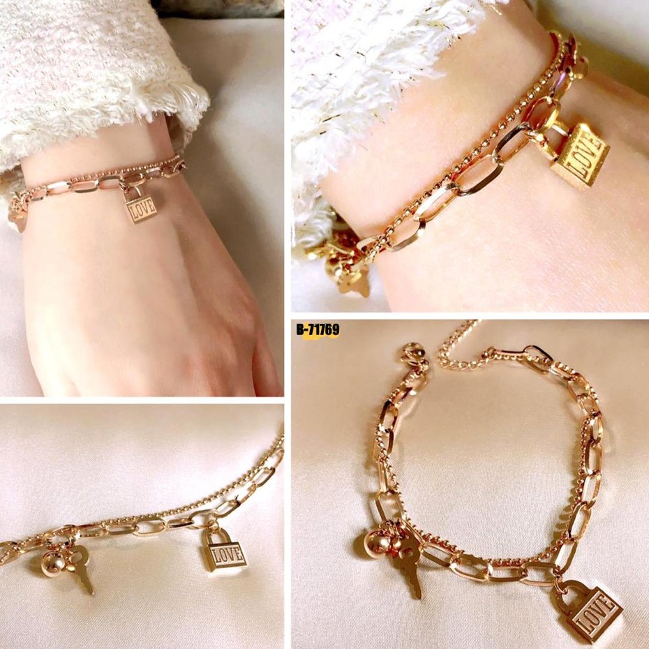 perhiasan gelang tangan korea wanita bahan titanium asli anti luntur & karat simple elegan/limited