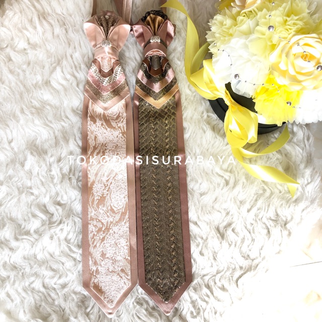 Dasi panjang wedding cravat tie dasi pengantin pria rose gold champagne ready stok