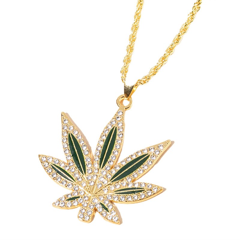 Unique Man Maple Leafs Gold Punk Pendant Long Chain Plated Necklace Popular