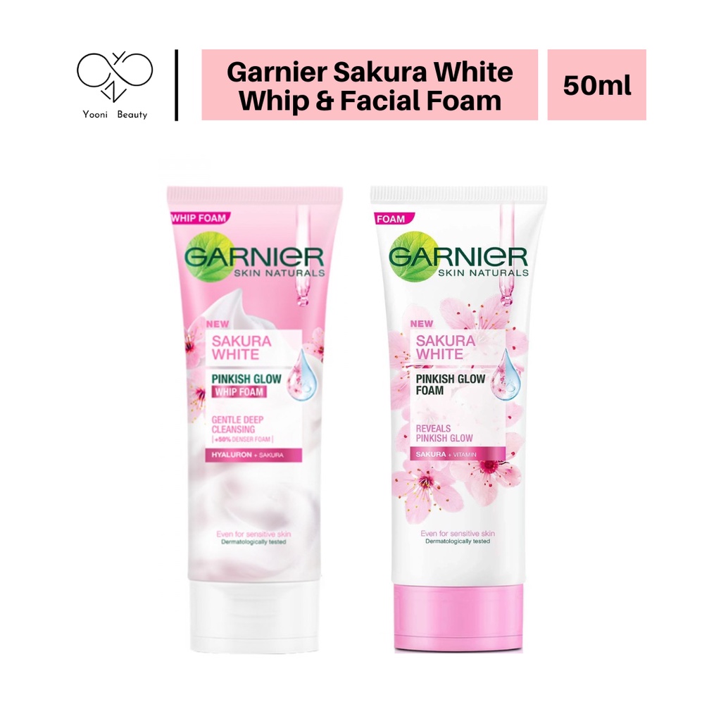 Garnier Sakura White Facial Foam 50ml / Face Wash Garnier Sakura White Whip Foam/ Sabun Pembersih Wa
