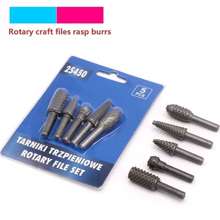 Mata Bor Kikir Kerok Kayu black steel rotary rasp burr set 5pcs embossing grinding bits emboss ukir