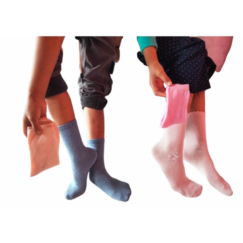 Kaos Kaki Anak polos 6-12|| Kaos Kaki Polos||Bahan Catton Spandek||Gress Pabrik