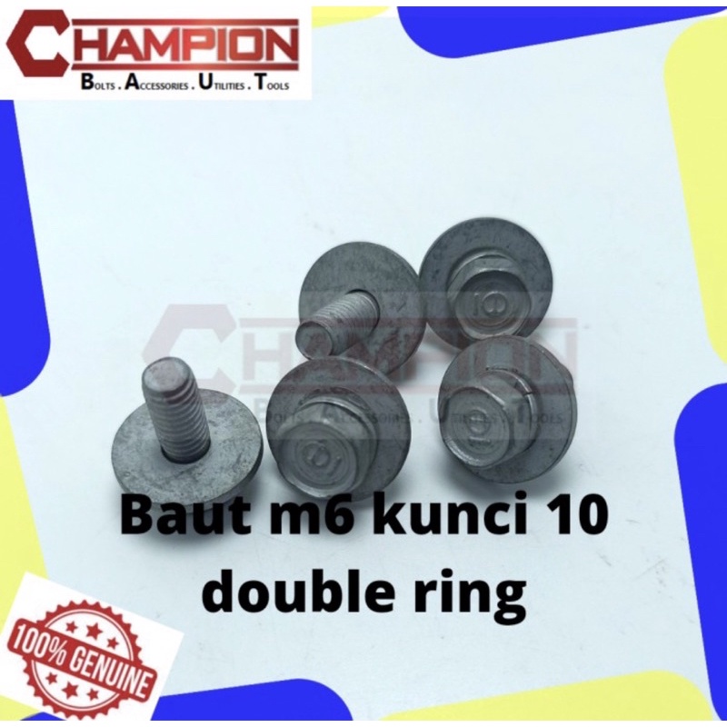 Baut m6 Kunci 10 double ring panjang 1.2cm Original