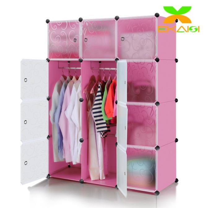 Ekaisi Lemari Pakaian Plastik Rak Susun Serbaguna Lemari Baju Dewasa L Cherryolo
