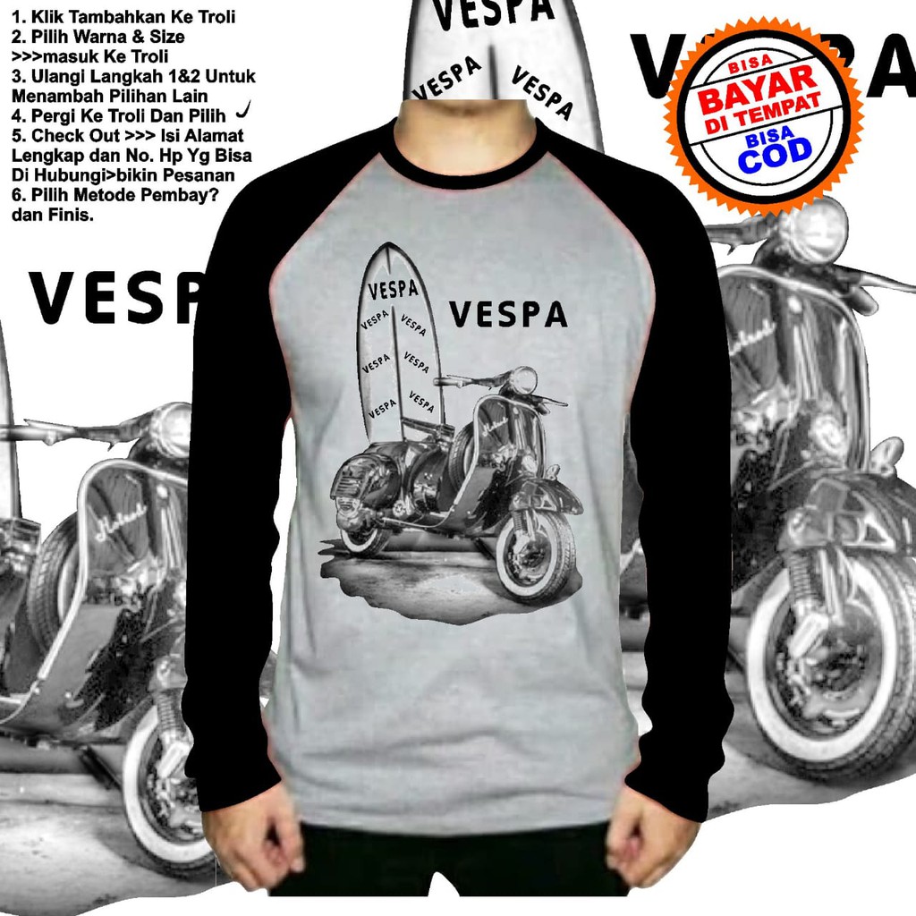 Kaos oblong lengan panjang VESPA VESPA Baju Lengan panjang Pria ATASAN COD KAOS DISTRO