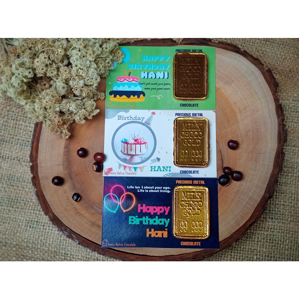 

Precious Metal Chocolate Custom/ free desain / Cokelat Kartu Ucapan Logam Mulia / Greeting Card Unik