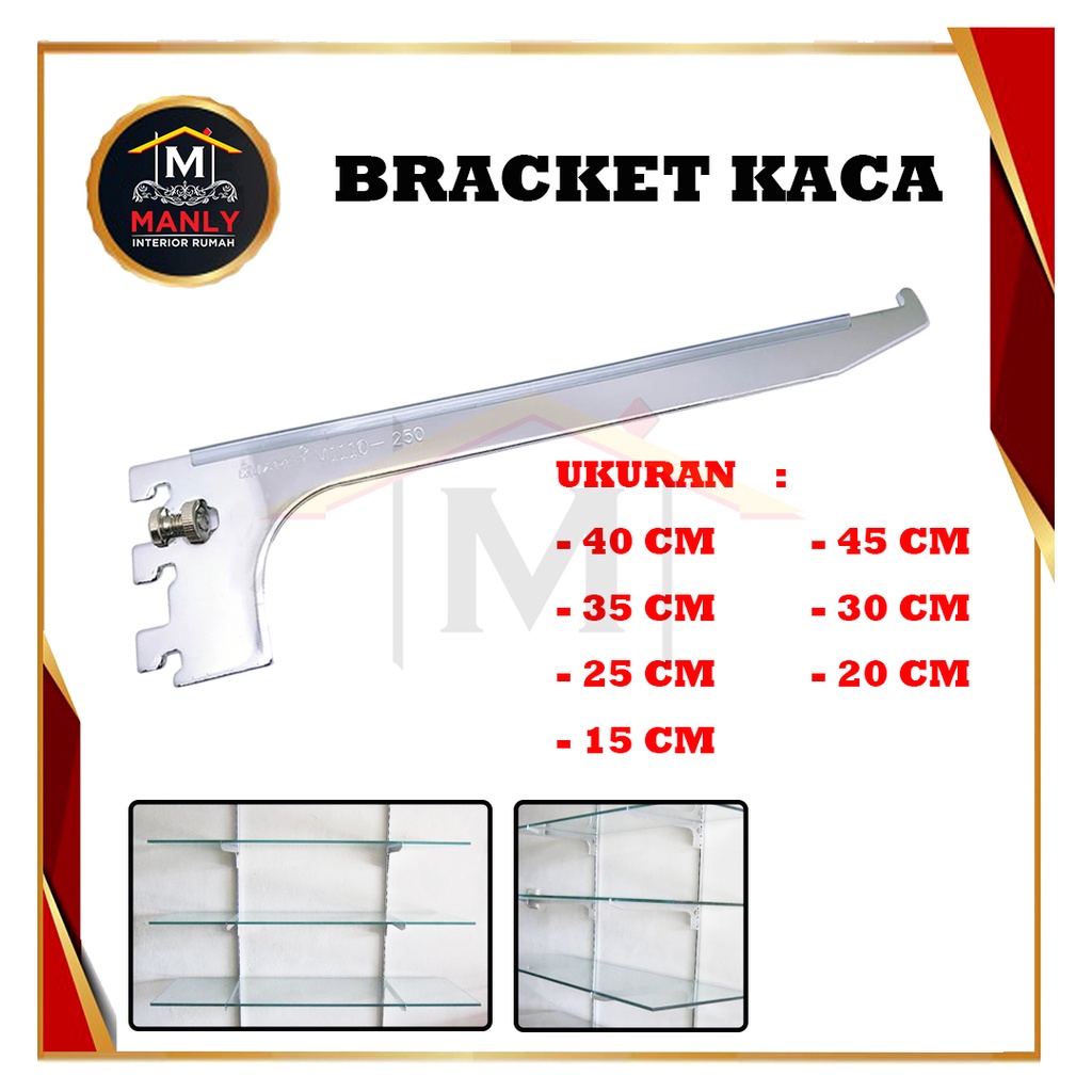 Daun Bracket Kaca / Braket Kaca / Siku Braket Besi Penyangga Rak