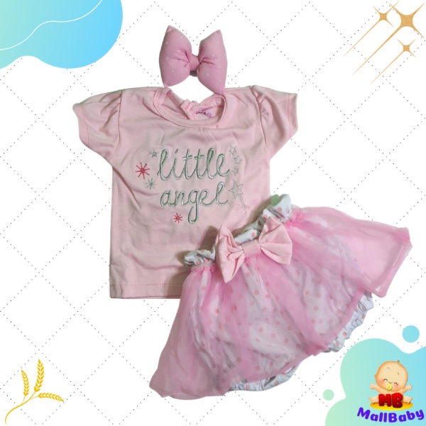 Baju Bayi Perempuan 2 3 4 5 6 9 Bulan Setelan Pakaian Bayi cewek Celana Tutu Little Angel