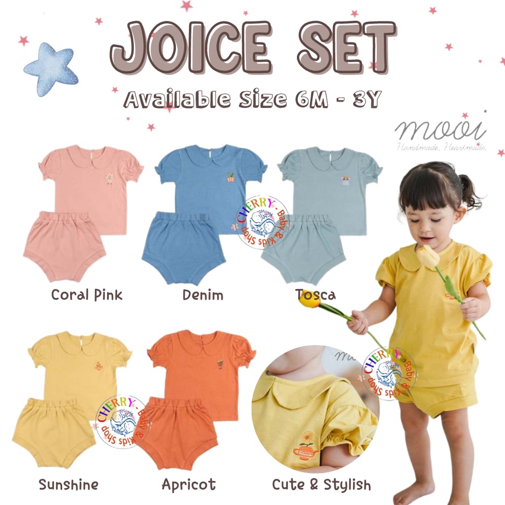 Mooi Joice Set 6M - 3Y Setelan Pendek Anak Perempuan Lucu Model Kerah Ruffle CBKS P10