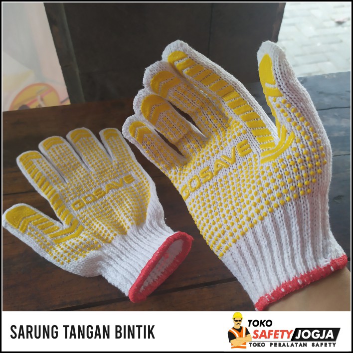 SARUNG TANGAN BINTIK 6 BENANG KARET KATUN POLKADOT BANGUNAN SAFETY GOSAVE