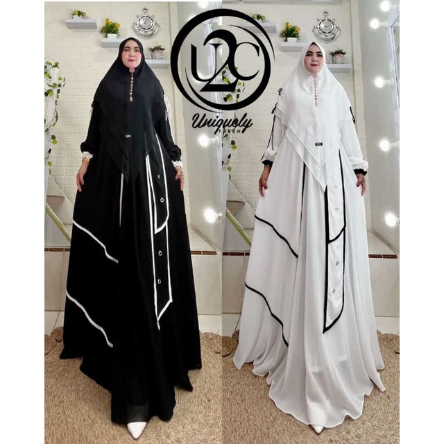 fataya set khimar by u2c /gamis syari set khimar/gamis syari putih/gamis syari hitam/gamis syari leb