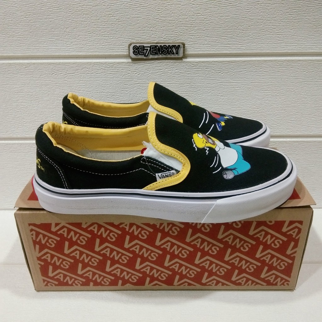 Sepatu Vans Slip On Homer & Bart Simpsons Women Men Import
