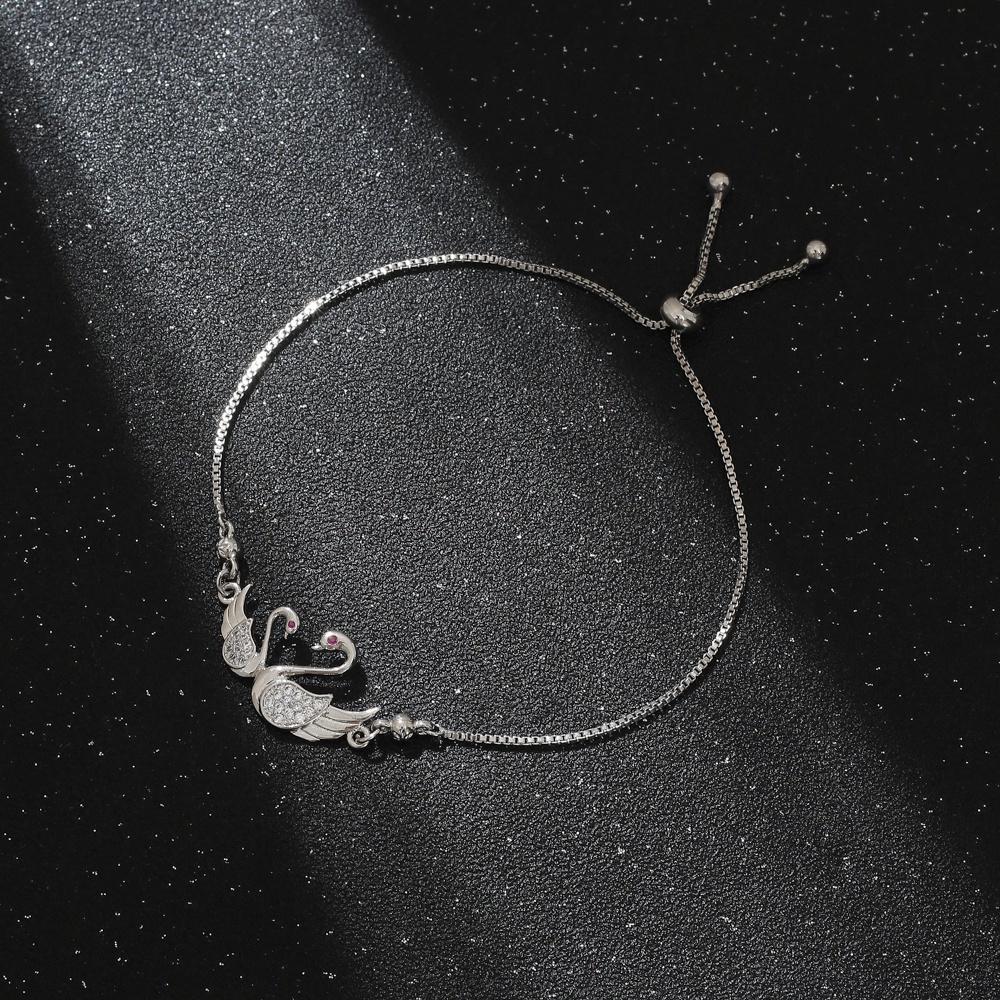 ✨COD 2021 Baru Gaya Korea Gelang Silver Swan Couple Gelang Hari Valentine Hadiah Ulang Tahun untuk Pacar Fashion Gelang Perhiasan D312