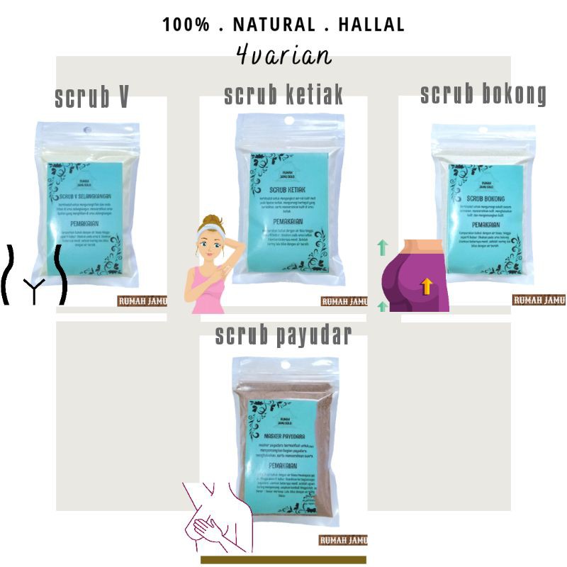 

Premium scrub pemutih dan pengencang 4 varian 50gr
