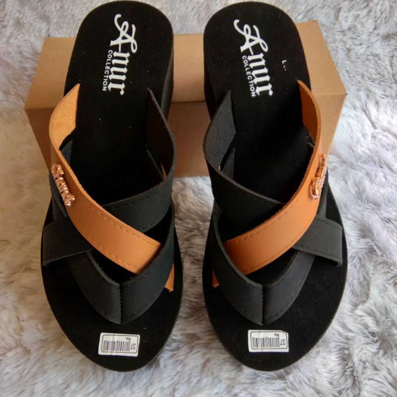 ANUR-sendal selop wanita terbaru wedges selop silang