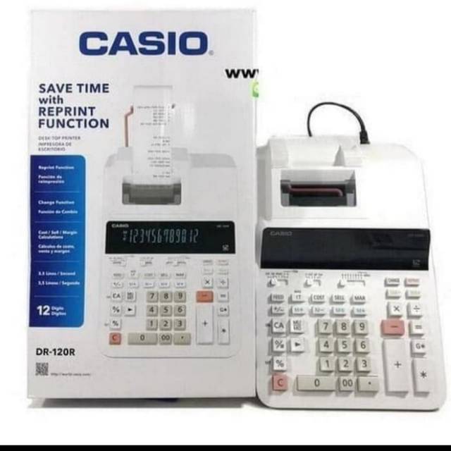 

CASIO CALCULATOR PRINTING DR 120 R 12 DIGIT GARANSI RESMI ORIGINAL