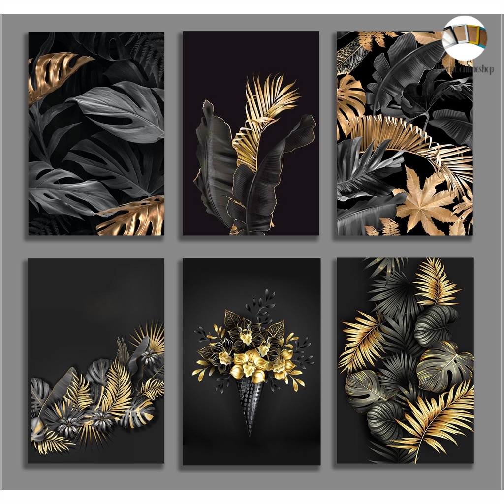 Hiasan dinding wall decor dekorasi hiasan gantung gambar pajangan aesthetic kupu kupu monstera hitam