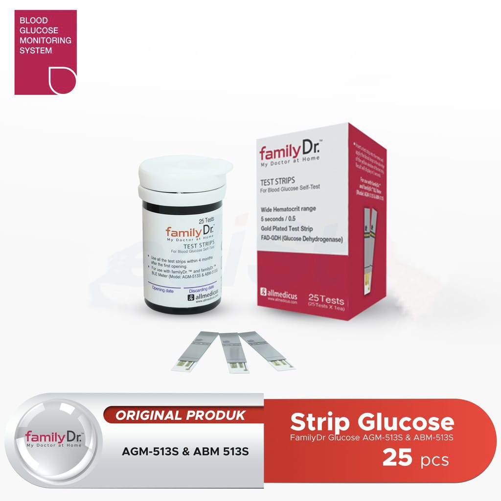 STRIP TEST GULA DARAH FAMILY DR / TEST STRIP GLUCOSE FAMILYDR ISI 25 PCS