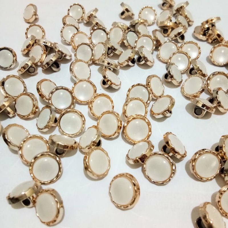 Kancing Jamur / Kancing Baju Motif Mutiara Gerigi / polos 100 pcs ukuran 11mm