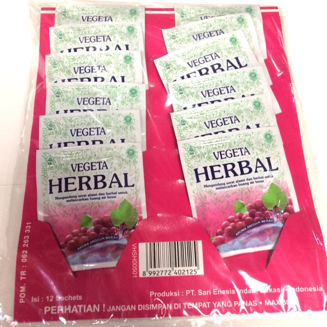 

Vegeta herbal isi 12 sachet rasa anggur