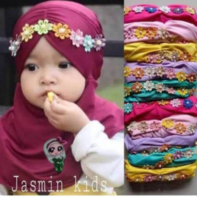 JILBAB ANAK &amp; BAYI IMUT 0-2 TAHUN LOL LED MUSIK RENDA JASMINE / JILBAB ANAK MELATI LOL LED MUSIK