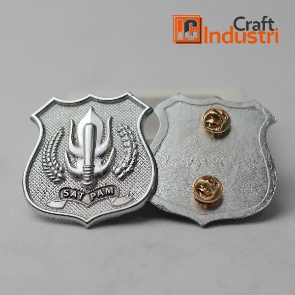 Lencana Pin Kewenangan Satpam Security Silver Besar Atribut Satpam Security