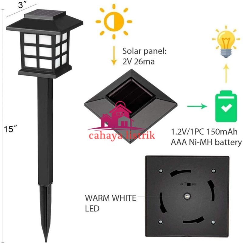 Lampu Taman Tancap Tenaga Surya Putih Garden Lamp Tenaga Matahari Waterproof