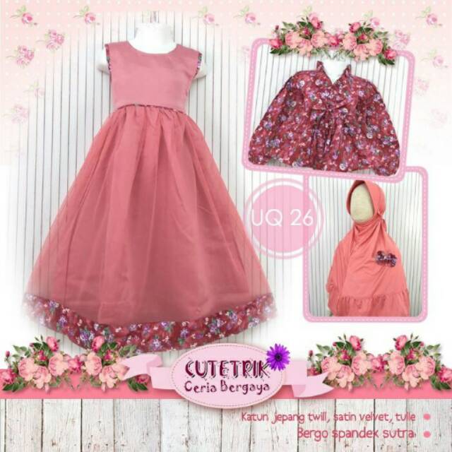 BAJU PESTA ANAK / GAMIS BOLERO ANAK/ BAJU MUSLIM ANAK / CUTETRIK / OHBABY / USIA 3-12 TAHUN