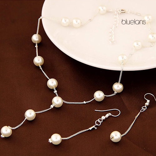 Bluelans Princess Sweet Banquet Imitation Pearl Jewelry Set Necklace Bracelet Earring