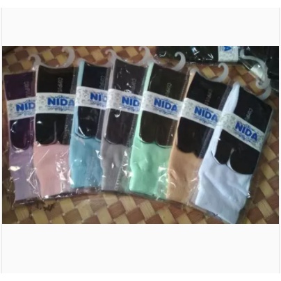 Kaos Kaki Nida Panjang Muslimah Telapak Hitam Jempol Polos Murah Malang-4