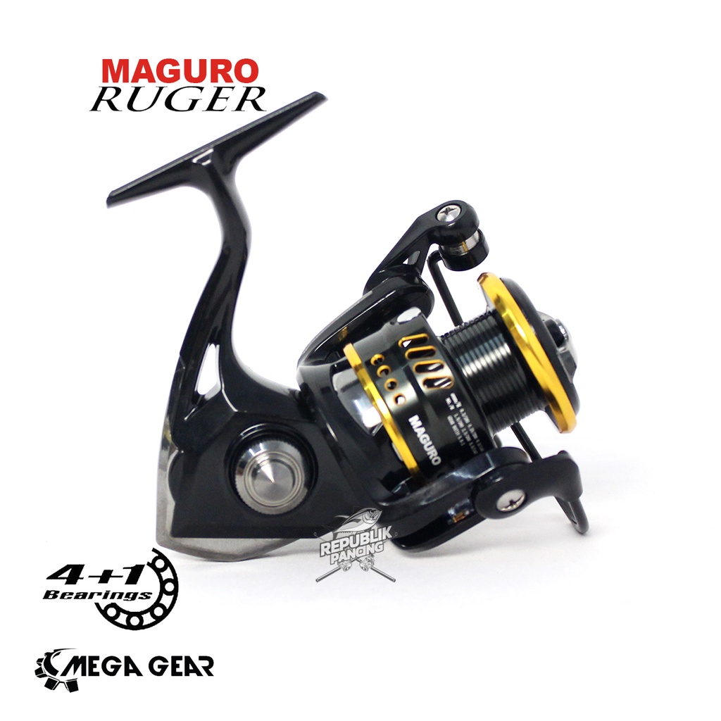 Reel Maguro RUGER 800 1000 2000 2500 3000CB Power Handle | Spinning | 4+1 B | Mega Gear Republik Pancing