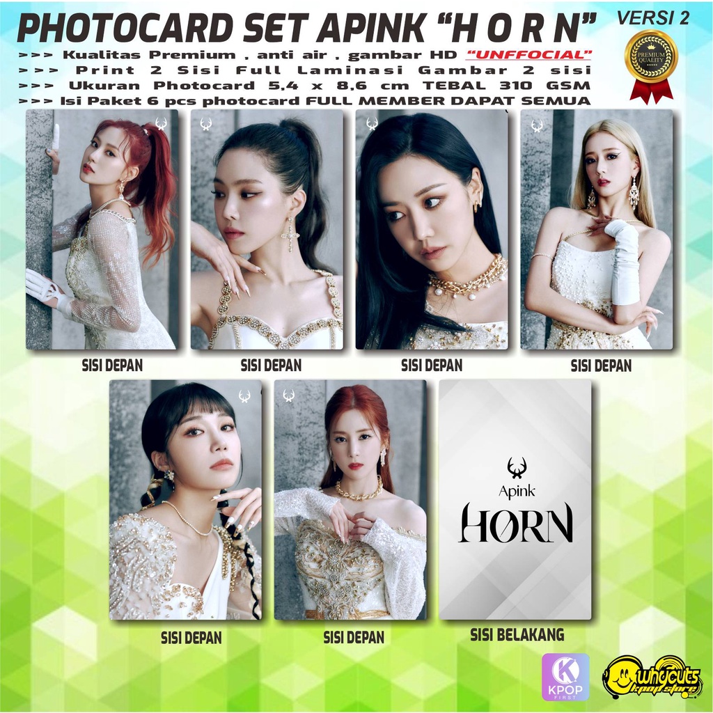 PHOTOCARD FULL SET PC KPOP APINK HORN / PRINT 2 SISI FULL LAMINASI GLOSSY / ANTI AIR ISI 6 PCS