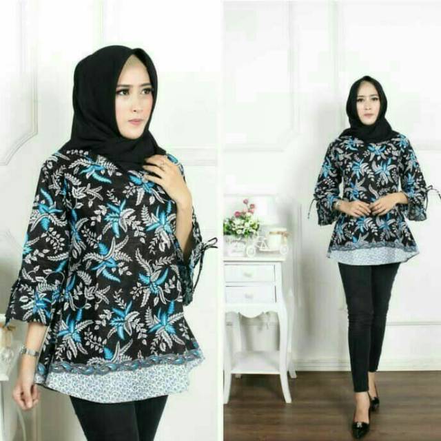 BLOUSE BATIK MOTIF BLARAK BIRU