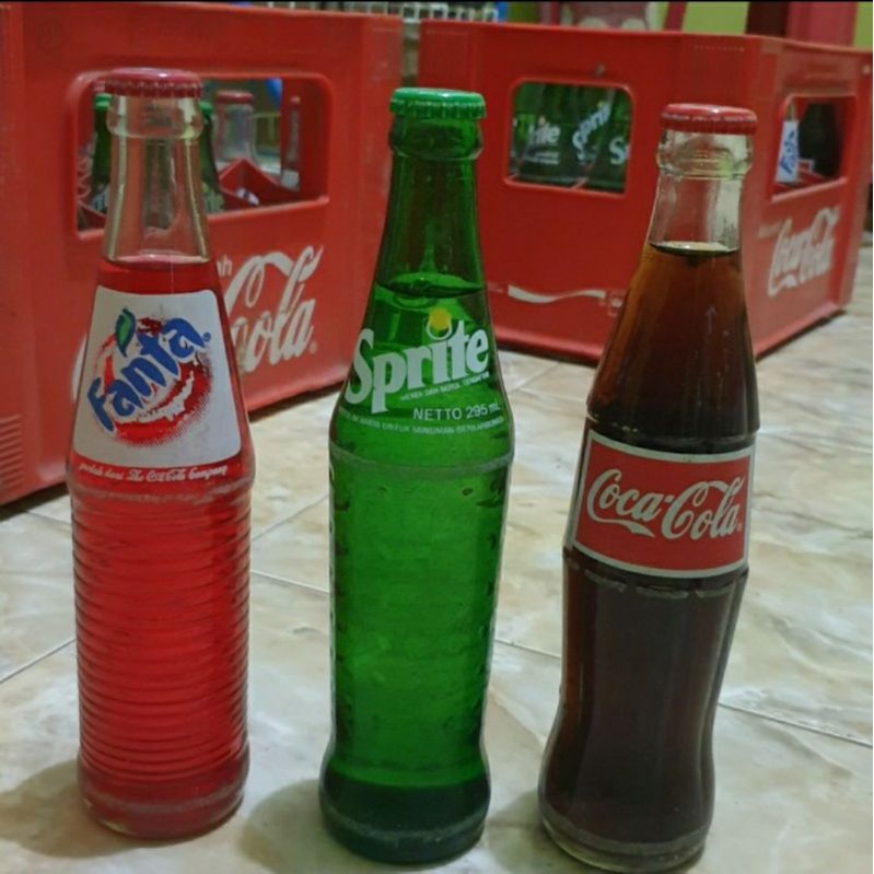 Botol Minuman Coca cola, Sprite, Fanta kaca beling jadul