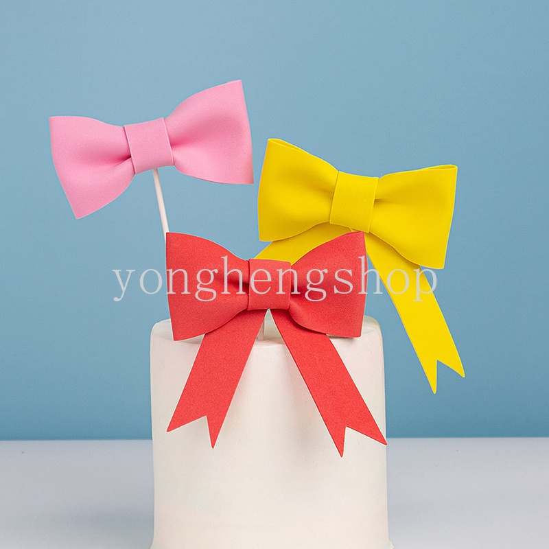 Topper Kue Bentuk Pita 3D Untuk Dekorasi Pesta Pernikahan / Ulang Tahun / Baby Shower