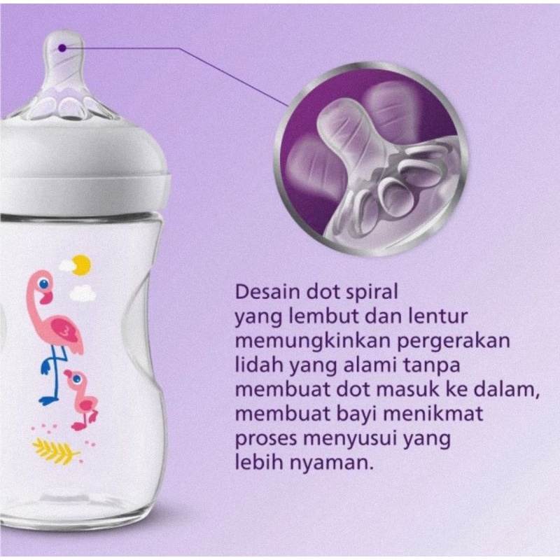 Philips Avent Natural Bottle Flamingo 260ml Single Pack - Botol Susu Bayi