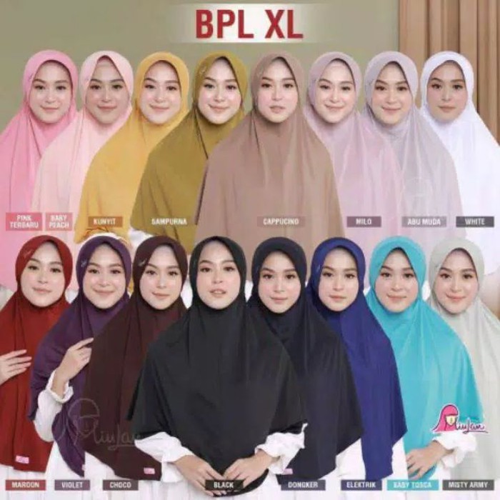 Jilbab Miulan Syari Bergo Plain Laura XL Jilbab Tali Serut Terlaris