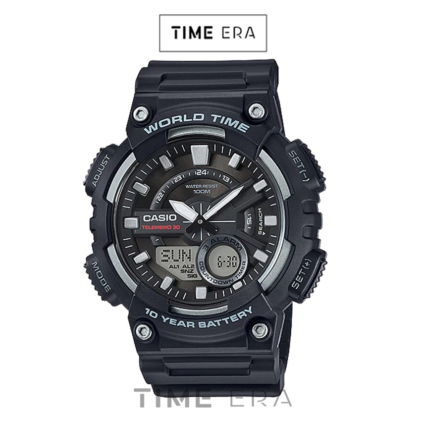 Casio Original AEQ-110W-1A / AEQ110W-1A Jam Tangan Pria - Digital - Karet - Hitam