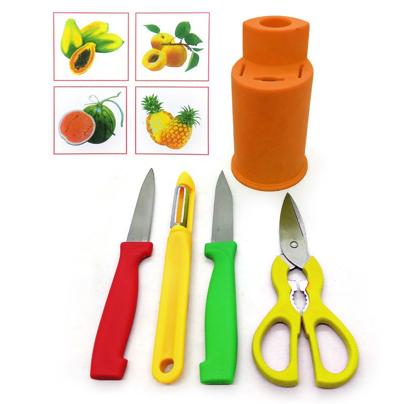 Pisau Buah set + Tatakan Fruit Knife Set 5 pcs serbaguna