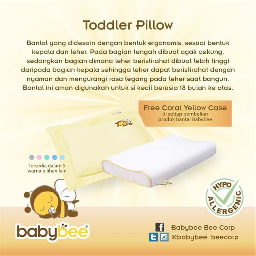 BabyBee Toddler Pillow Baby Bee Bantal Balita