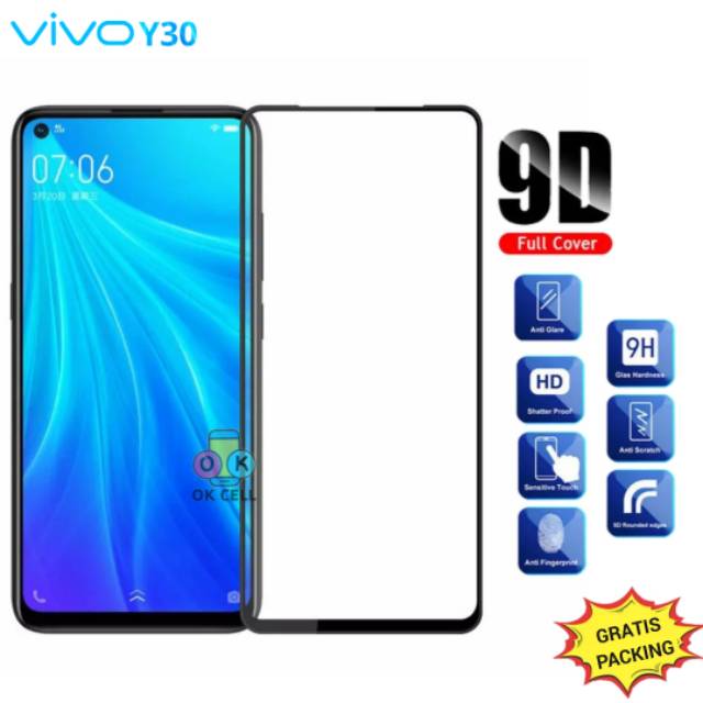 TG Anti Gores Layar Vivo Y30 Tempered Glass Full Screen guard Pelindung Layar Kaca Premium